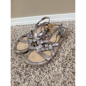 b. o. c. Silver Metallic Strappy Kesia Slingback Sandals Size 10M C64314